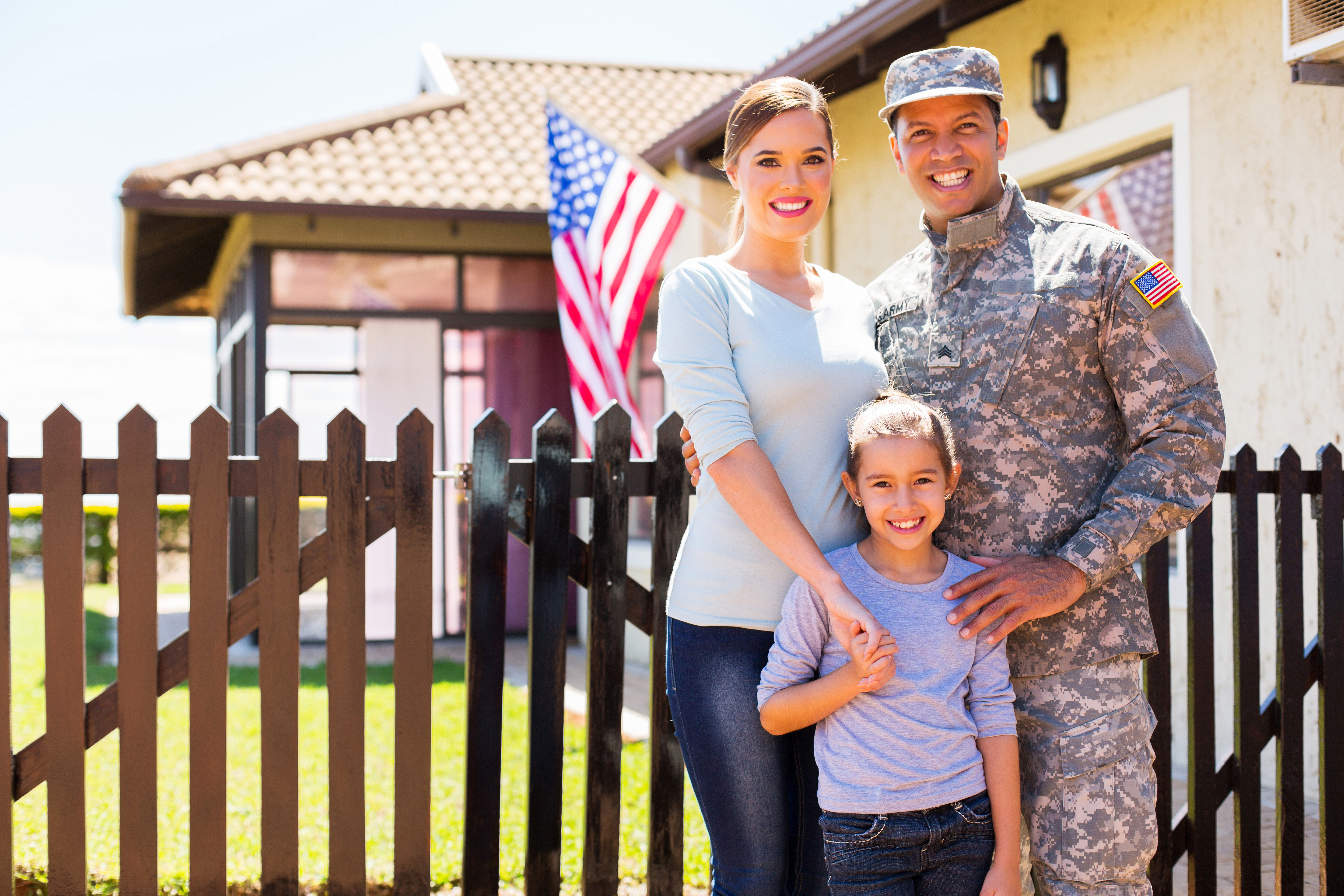 Military Family in front of house