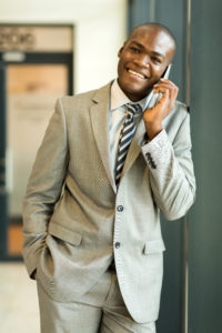 Businessman talking on smartphone