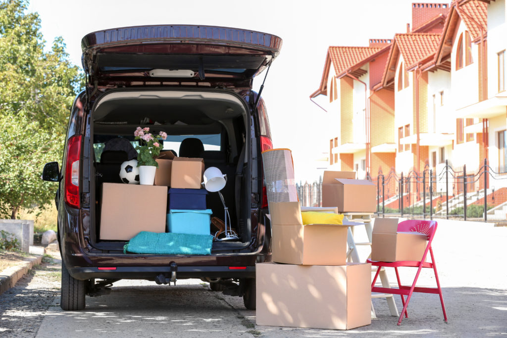 Car trunk with household items