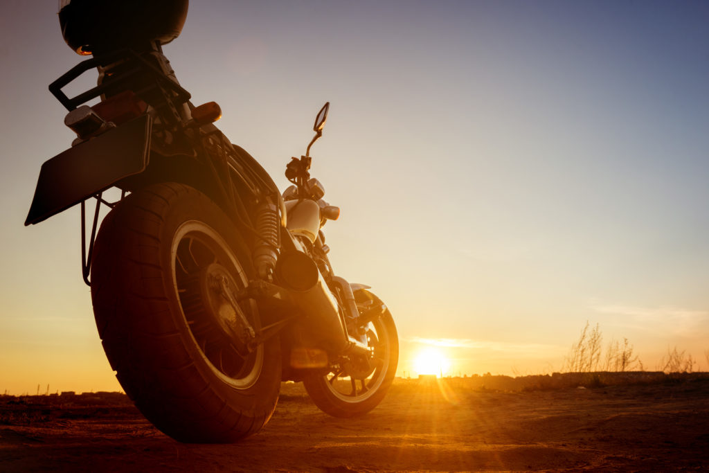 Motorbike in sunset backdrop