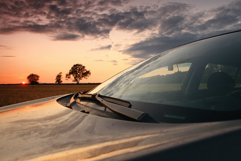 Car at sunset